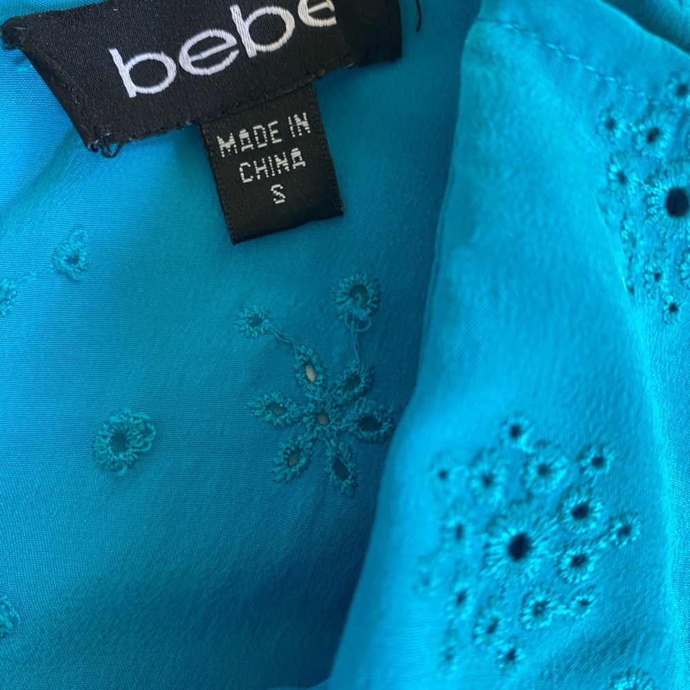 bebe Turquoise Ruffle Romper - Picture 2 of 3